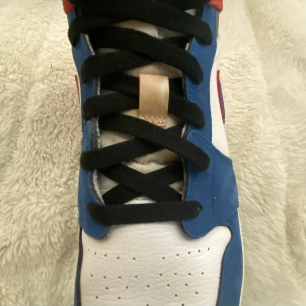 Jordan 1 Mid Rush Blue University Red GS Sneakers Shoes Size 6Y